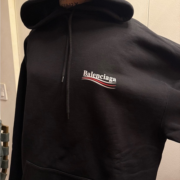 Balenciaga Unisex Small  Black Hoodie with Logo - Picture 2 of 9